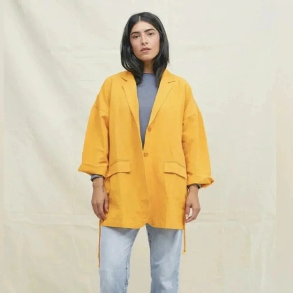 Back Beat Co. Jackets & Blazers - NEW Back Beat Co. Yellow Dylan Robe Jacket Pockets XS Small Hemp Linen